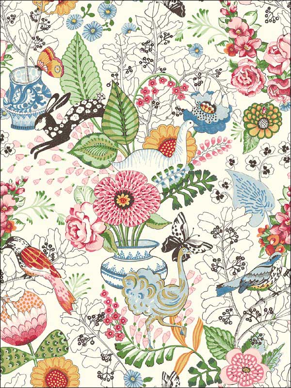 Whimsy Fauna fabric in multicolor color - pattern number 2821-12801 - by A Street Prints in the Folklore Nordic Style collection
