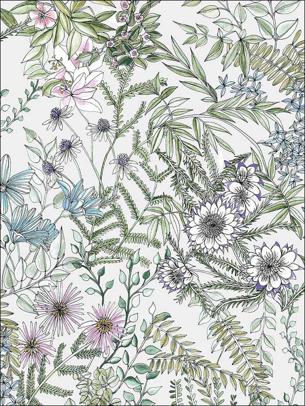 Full Bloom Floral fabric in off white color - pattern number 2821-12901 - by A Street Prints in the Folklore Nordic Style collection
