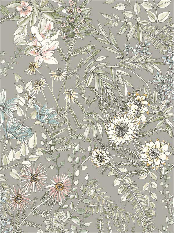 Full Bloom Floral fabric in beige color - pattern number 2821-12903 - by A Street Prints in the Folklore Nordic Style collection