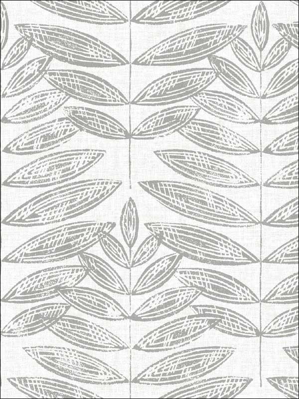 Akira Leaf fabric in dove color - pattern number 2821-25101 - by A Street Prints in the Folklore Nordic Style collection