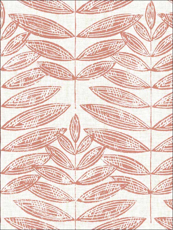 Akira Leaf fabric in coral color - pattern number 2821-25103 - by A Street Prints in the Folklore Nordic Style collection