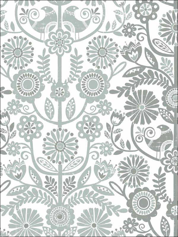 Lovebirds Folk Stripe fabric in slate color - pattern number 2821-25107 - by A Street Prints in the Folklore Nordic Style collection