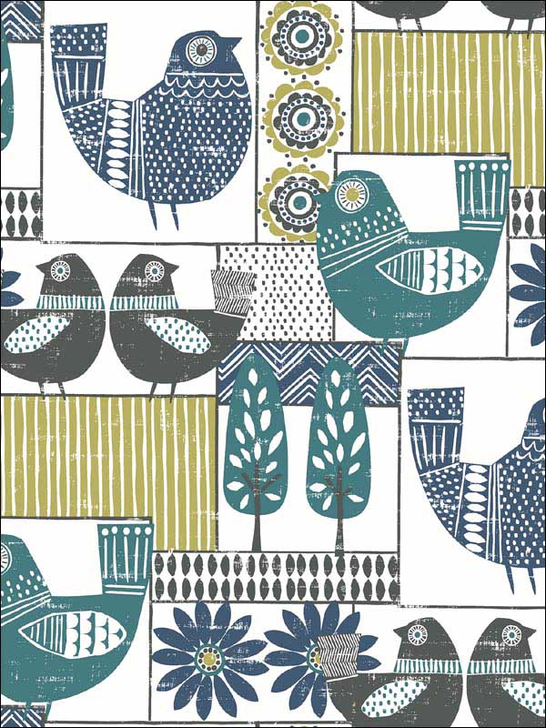 Hennika Patchwork fabric in multicolor color - pattern number 2821-25114 - by A Street Prints in the Folklore Nordic Style collection