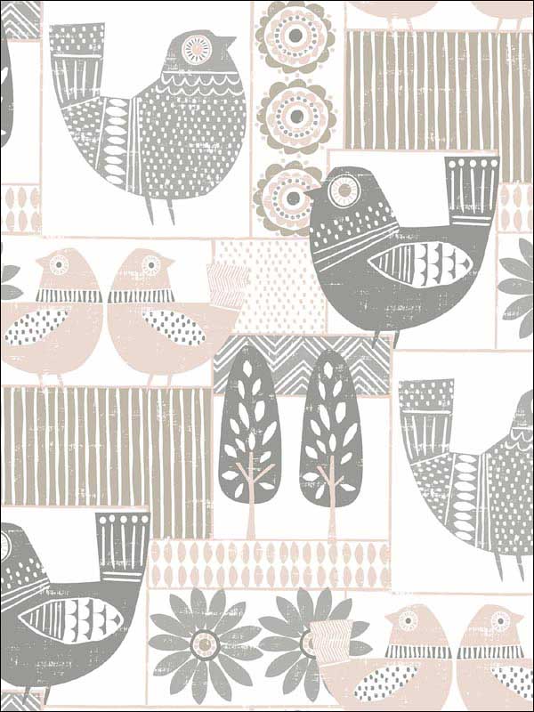 Hennika Patchwork wallpaper in light pink color - pattern number 2821-25115 - by A Street Prints in the Folklore Nordic Style collection