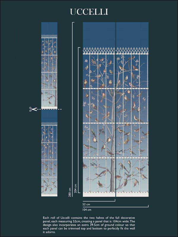Uccelli fabric in hyacinth color - pattern number 114/11023.CS.0 - by Cole and Son in the Fornasetti III collection