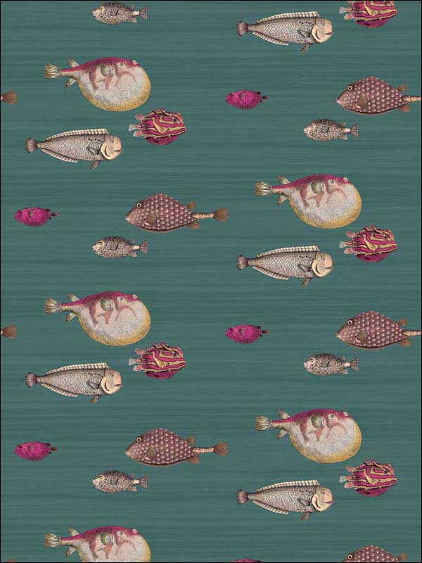 Acquario fabric in viridian color - pattern number 114/12024.CS.0 - by Cole and Son in the Fornasetti III collection