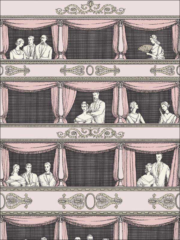 Teatro fabric in ballet slipper color - pattern number 114/4008.CS.0 - by Cole and Son in the Fornasetti III collection