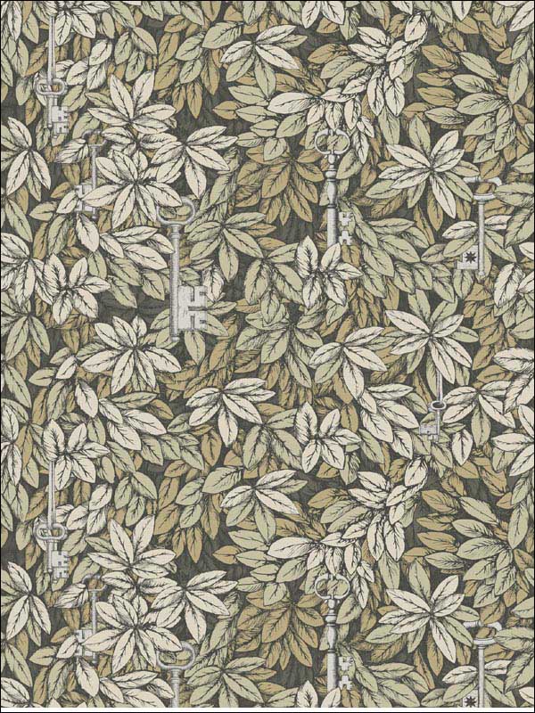 Chiavi Segrete fabric in gilver and gold color - pattern number 114/9017.CS.0 - by Cole and Son in the Fornasetti III collection