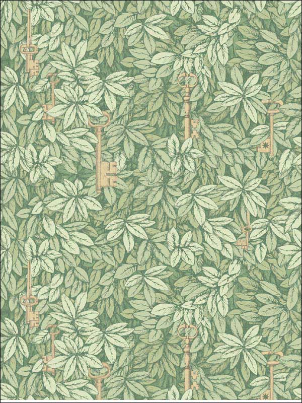 Chiavi Segrete fabric in olive color - pattern number 114/9018.CS.0 - by Cole and Son in the Fornasetti III collection