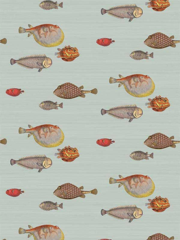 Acquario fabric in print room blue color - pattern number 97/10030.CS.0 - by Cole and Son in the Fornasetti III collection