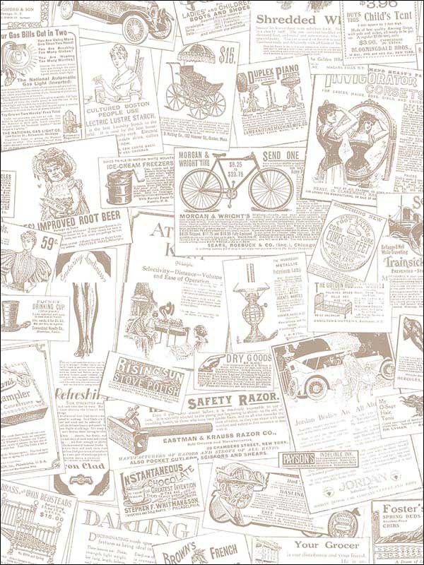 Newspaper fabric in beige color - pattern number FH37500 - by Patton Norwall in the Farmhouse Living collection