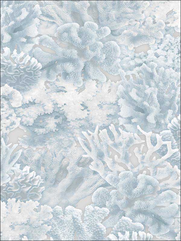 Coral fabric in light blue blue color - pattern number FH37502 - by Patton Norwall in the Farmhouse Living collection
