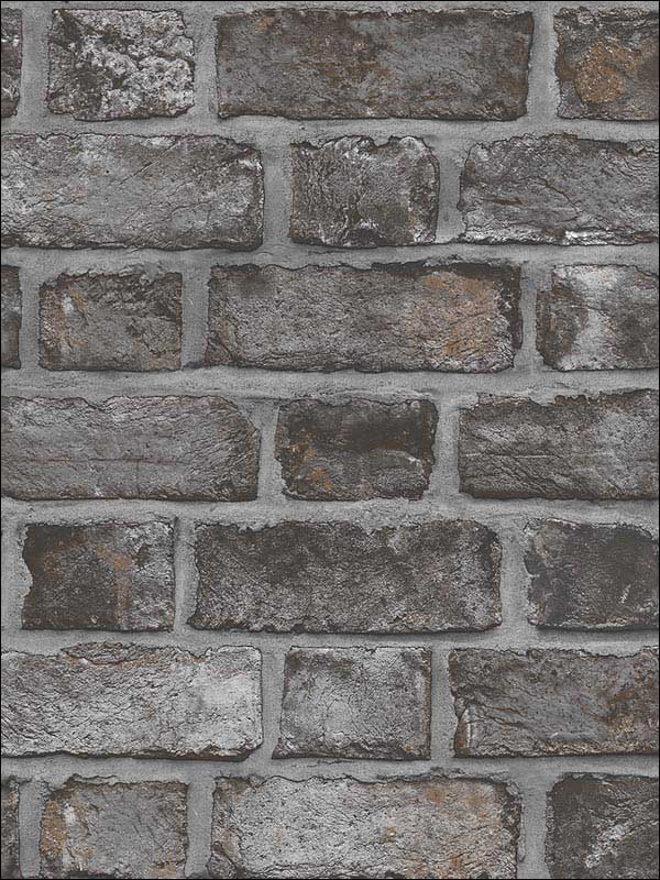 Farmhouse Brick fabric in black charcoal carbon color - pattern number FH37519 - by Patton Norwall in the Farmhouse Living collection