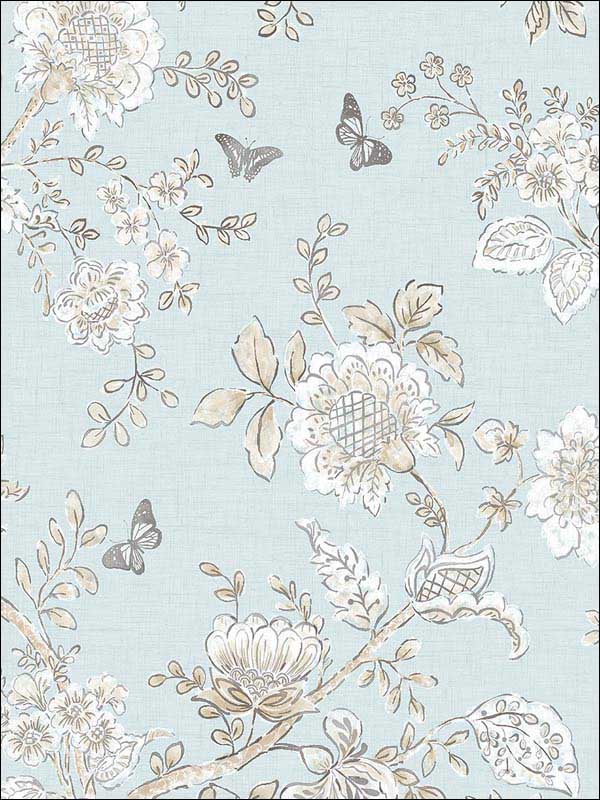 Butterfly Toile Blue Beige French Blue Light Blue FH37537