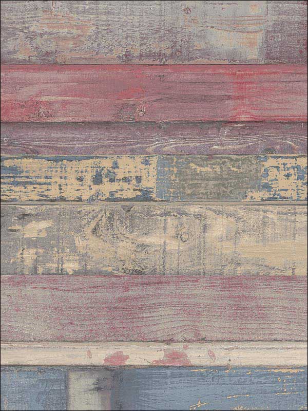 Beachwood wallpaper in red navy color - pattern number FH37557 - by Patton Norwall in the Farmhouse Living collection