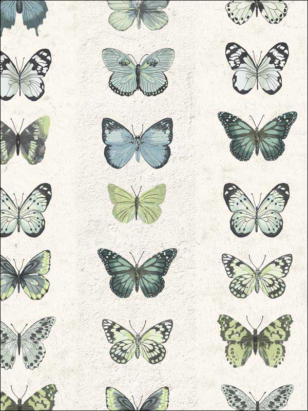 Jewel Butterflies Stripe fabric in green color - pattern number G67994 - by Patton Norwall in the Organic Textures collection