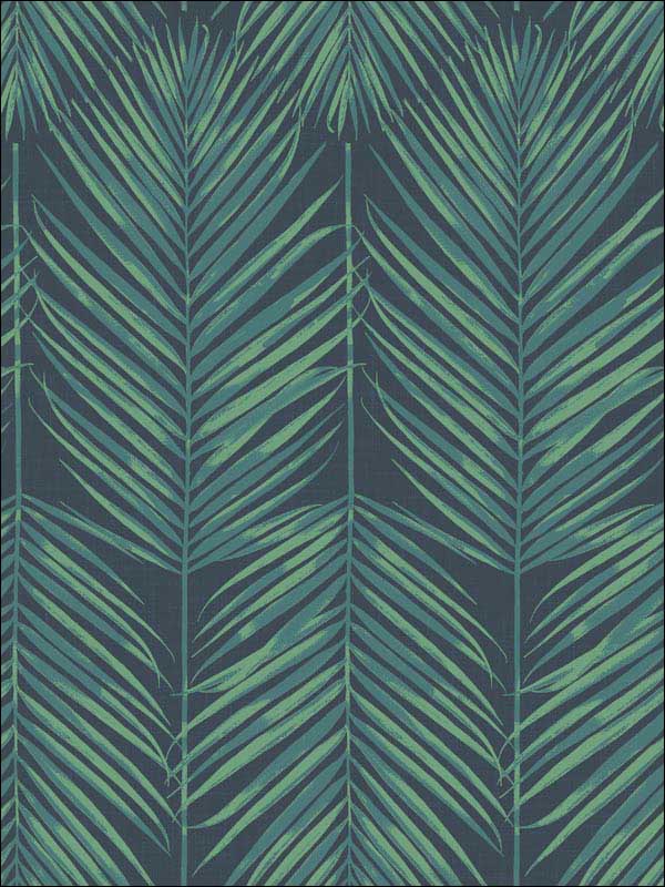 Paradise Palm fabric in tropic midnight color - pattern number MB30004 - by Seabrook in the Beach House collection