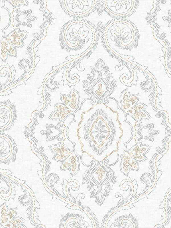 Nautical Damask wallpaper in sand dunes color - pattern number MB30305 - by Seabrook in the Beach House collection