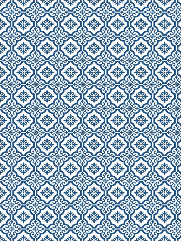 Coastal Tile fabric in coastal blue color - pattern number MB31702 - by Seabrook in the Beach House collection