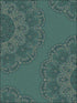 Lace Medallion fabric in sea green beige and ebony color - pattern number 2010904 - by Seabrook in the Aura by Etten Gallerie collection