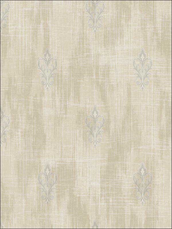 Fleur de Lis wallpaper in silver and beige color - pattern number 2011104 - by Seabrook in the Aura by Etten Gallerie collection