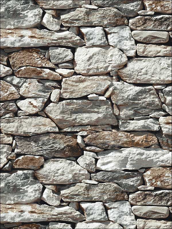 Stone Wall Peel and Stick wallpaper in brown and gray color - pattern number NW30900 - by NextWall in the Peel and Stick Wallpaper by Nextwall collection
