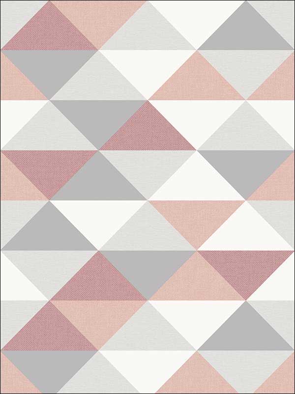 Mod Triangles Peel and Stick fabric in pink and metallic silver color - pattern number NW31100 - by NextWall in the Peel and Stick Wallpaper by Nextwall collection