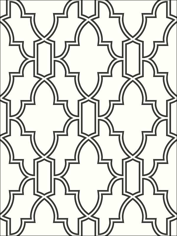 Black and White Tile Trellis Peel and Stick fabric in black and white color - pattern number NW31600 - by NextWall in the Peel and Stick Wallpaper by Nextwall collection