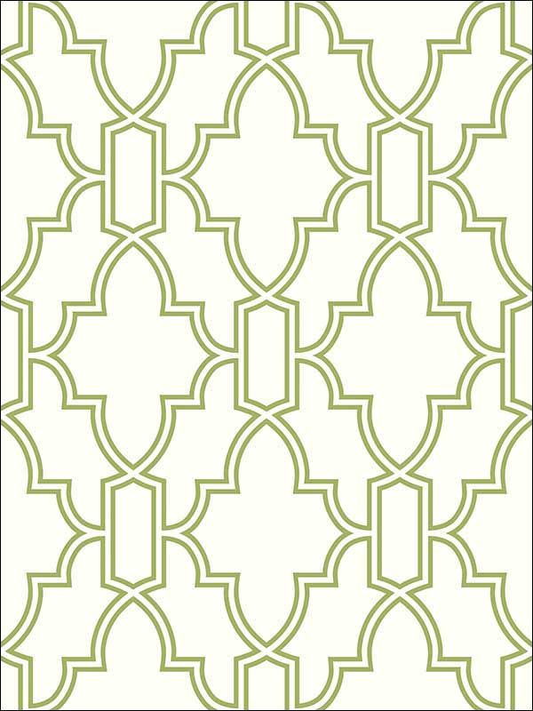 Green and White Tile Trellis Peel and Stick fabric in green and white color - pattern number NW31604 - by NextWall in the Peel and Stick Wallpaper by Nextwall collection