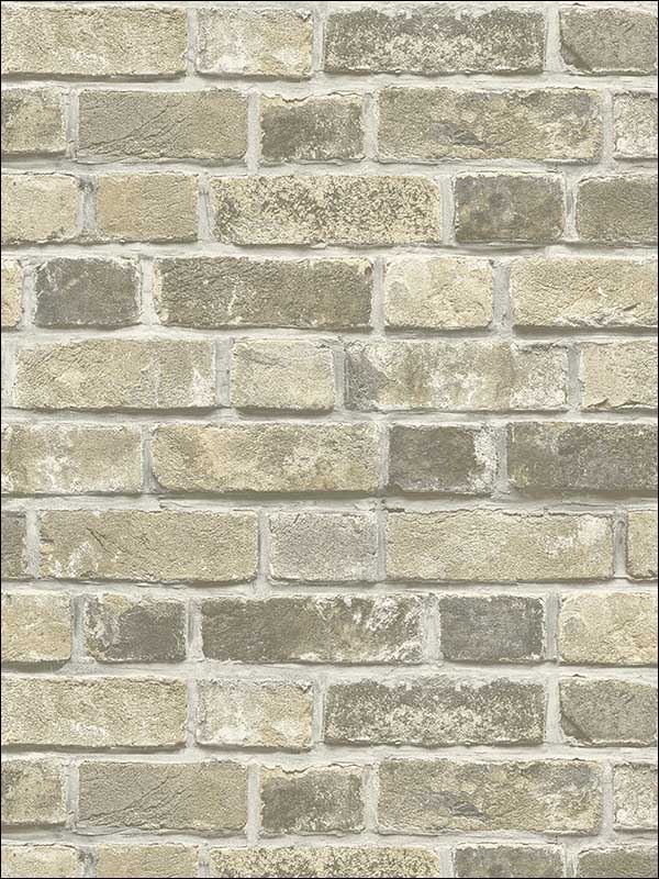 Distressed Neutral Brick Peel and Stick fabric in gray and tan color - pattern number NW31705 - by NextWall in the Peel and Stick Wallpaper by Nextwall collection