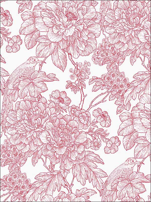 Birds of Paraside Breeze Floral fabric in red color - pattern number 2901-25410 - by A Street Prints in the Perennial collection