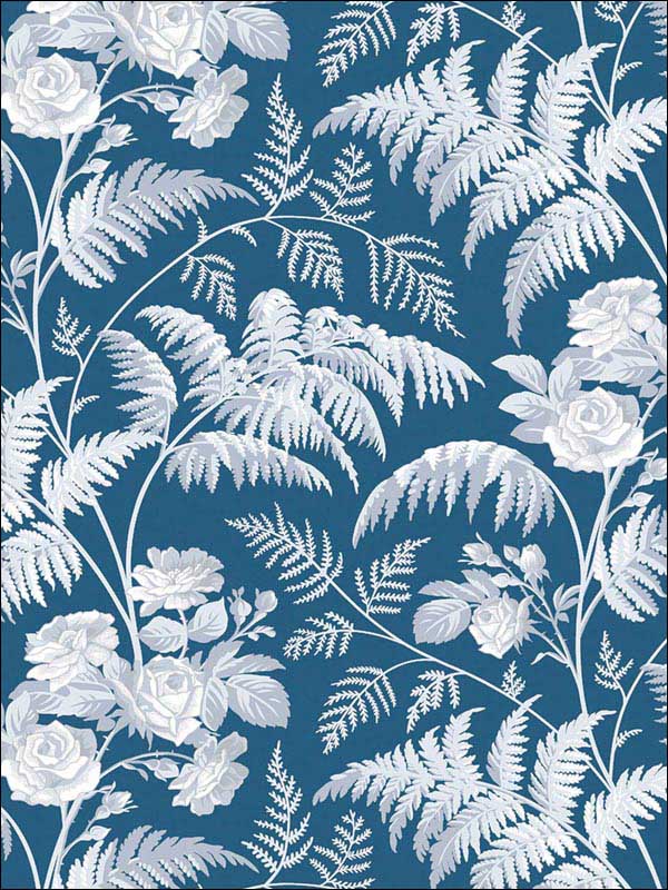Rose fabric in white ice blue denim color - pattern number 115/10031.CS.0 - by Cole and Son in the Botanical Botanica collection