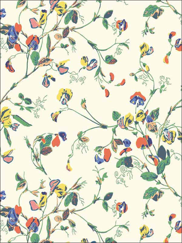 Sweet Pea fabric in autumnal multi cream color - pattern number 115/11032.CS.0 - by Cole and Son in the Botanical Botanica collection