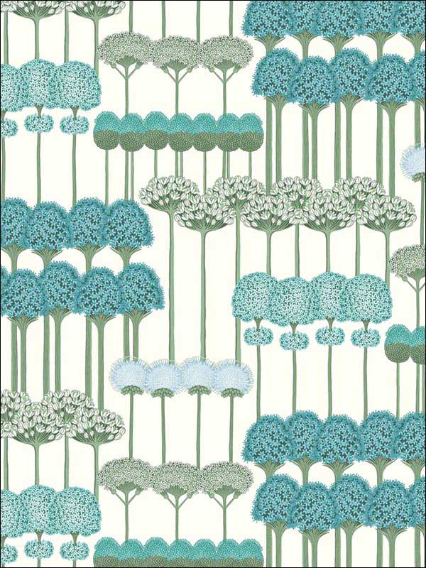 Allium fabric in teal jade white color - pattern number 115/12035.CS.0 - by Cole and Son in the Botanical Botanica collection