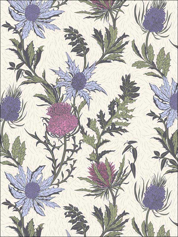Thistle fabric in lilac cerise white color - pattern number 115/14044.CS.0 - by Cole and Son in the Botanical Botanica collection