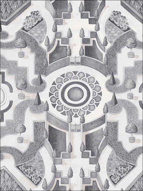 Topiary fabric in soot color - pattern number 115/2006.CS.0 - by Cole and Son in the Botanical Botanica collection