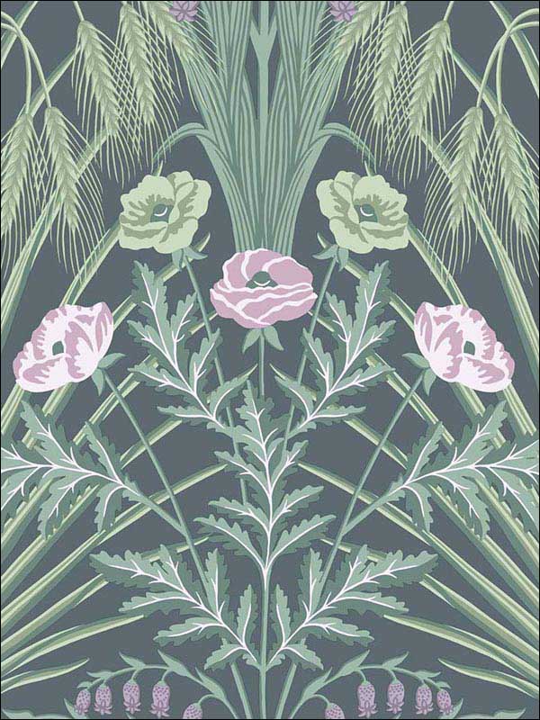Bluebell wallpaper in sage on charcoal color - pattern number 115/3009.CS.0 - by Cole and Son in the Botanical Botanica collection