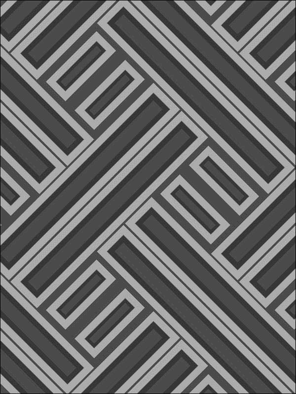 Rectangles fabric in ebony metallic silver color - pattern number GX37603 - by Patton Norwall in the Geometrix collection
