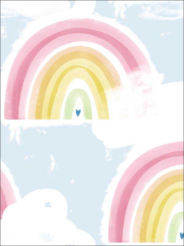 Rainbows fabric in powder blue color - pattern number DA60202 - by Seabrook in the Day Dreamers collection