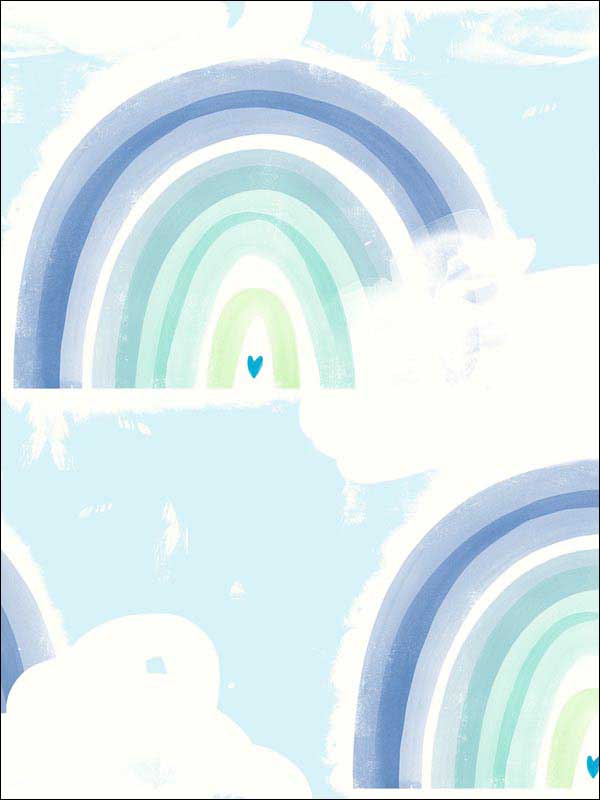 Rainbows fabric in blue and green color - pattern number DA60204 - by Seabrook in the Day Dreamers collection