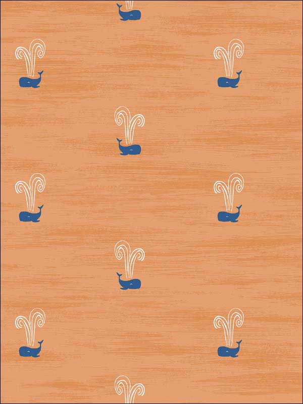 Tiny Whales fabric in orange and navy color - pattern number DA60312 - by Seabrook in the Day Dreamers collection