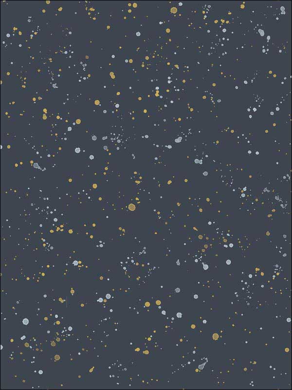 Paint Splatter fabric in midnight blue and metallic gold color - pattern number DA60810 - by Seabrook in the Day Dreamers collection