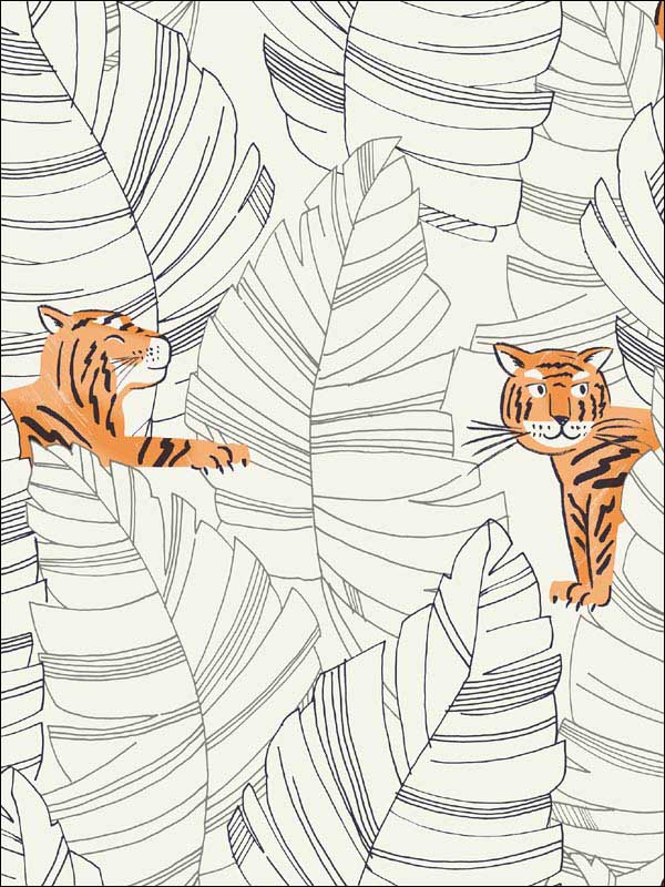 Hiding Tigers fabric in black and orange color - pattern number DA61200 - by Seabrook in the Day Dreamers collection