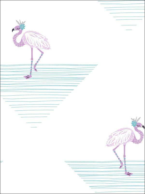 Dancing Flamingo fabric in teal and lilac color - pattern number DA61709 - by Seabrook in the Day Dreamers collection