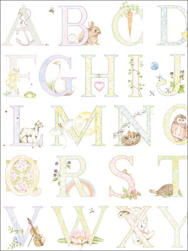 Alphabet fabric in pastel color - pattern number DA62001 - by Seabrook in the Day Dreamers collection