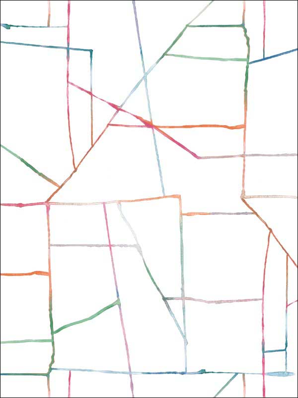 Geo Creative wallpaper in orange pink and green color - pattern number DA62101 - by Seabrook in the Day Dreamers collection