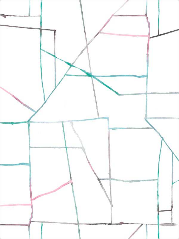 Geo Creative wallpaper in pink teal and gray color - pattern number DA62104 - by Seabrook in the Day Dreamers collection