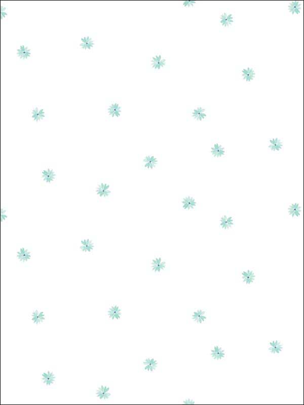 Little Daisy wallpaper in teal color - pattern number DA62804 - by Seabrook in the Day Dreamers collection