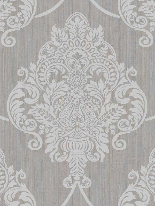 Puff Damask fabric in metallic silver glitter and tan color - pattern number AW70808 - by Collins and Company in the Casa Blanca 2 collection