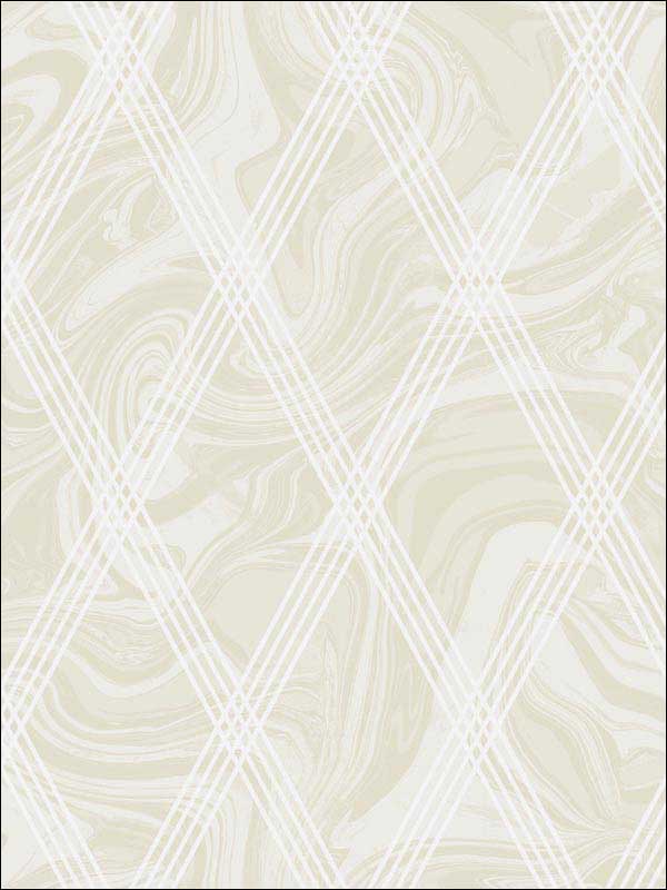 Marble Diamond Geometric wallpaper in metallic gold and white color - pattern number AW70905 - by Collins and Company in the Casa Blanca 2 collection